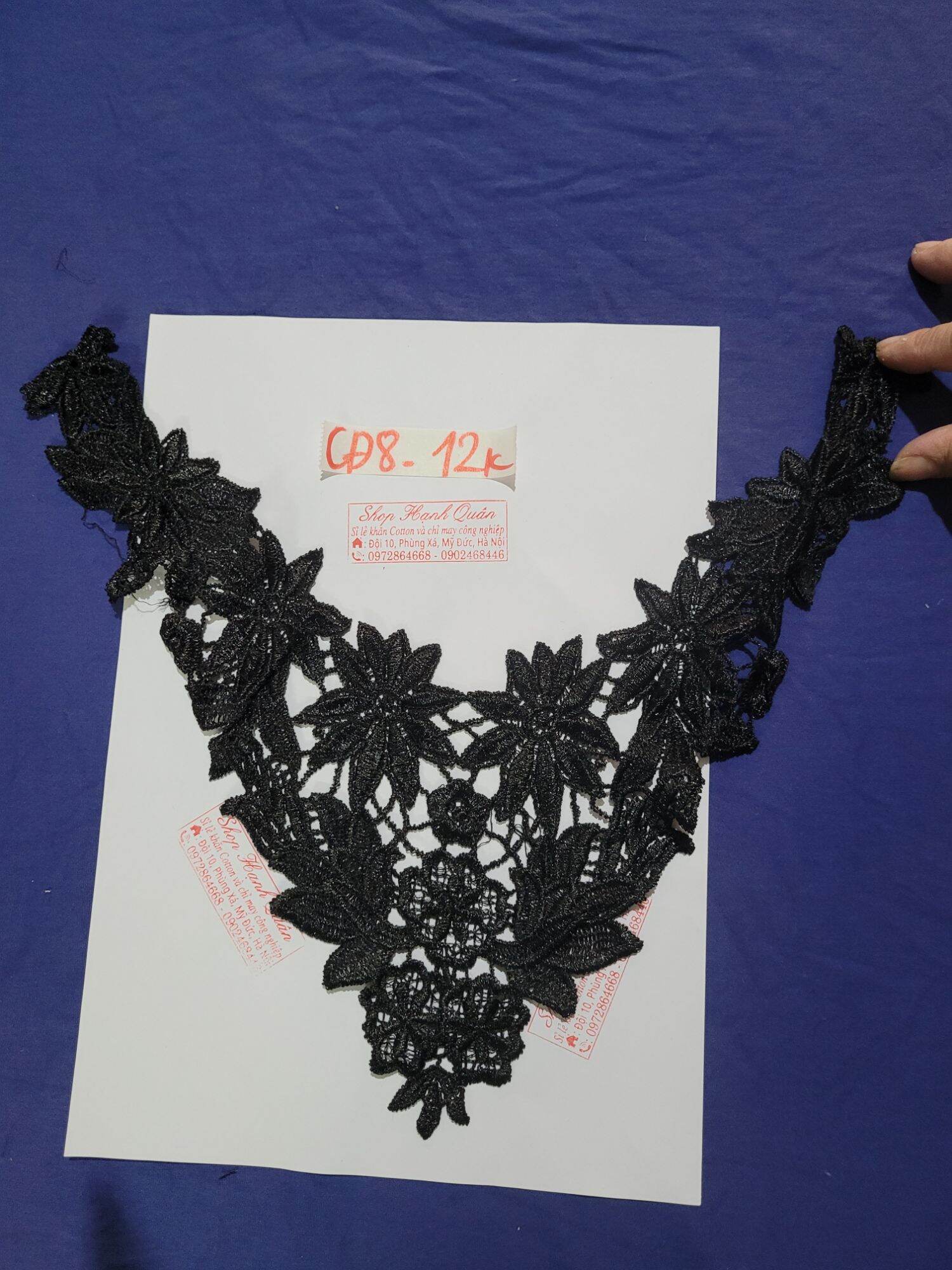 Cổ ren đen dùng may lên áo, áo dài, váy đầm.