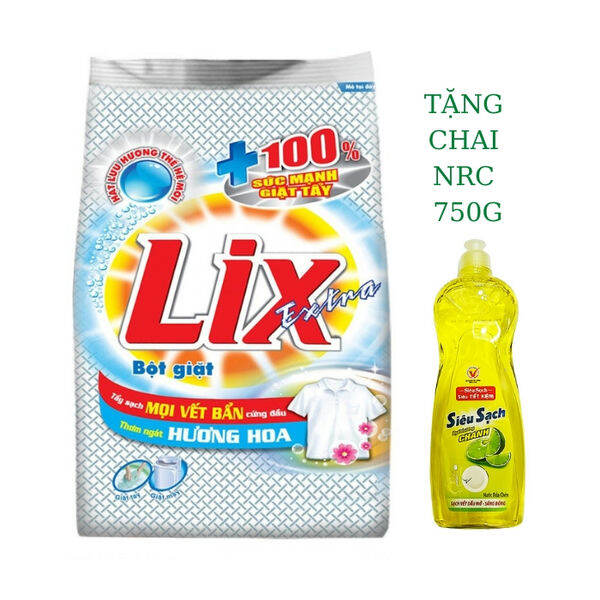 Bột giặc lix hương hoa 5.5 kg đậm đặc hương thơm dịu mát kháng khuẩn khử mùi hôi cho áo quần sạch bó