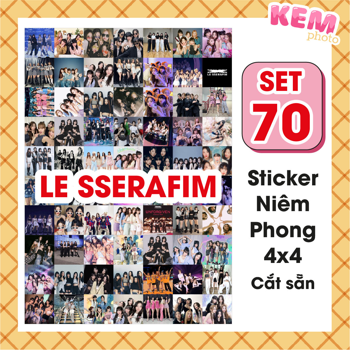 SET 70 sticker niêm phong L.e.s.serafim - sticker idol kpop đủ thành viên - Đã cắt rời chỉ cần bóc dán |KemPhoto