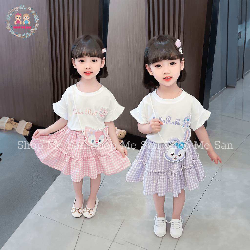 Váy bé gái, set váy cho bé gái linabell chất liệu cao cấp mềm mịn mát, kiểu dáng tiểu thư dễ thương