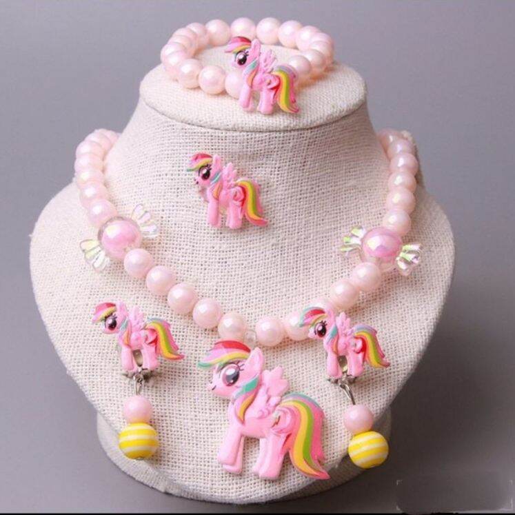 Bộ trang sức cho bé gái hình ngựa Pony bóng đẹp gồm vòng cổ Pony vòng tay Pony nhẫn pony trang sức c
