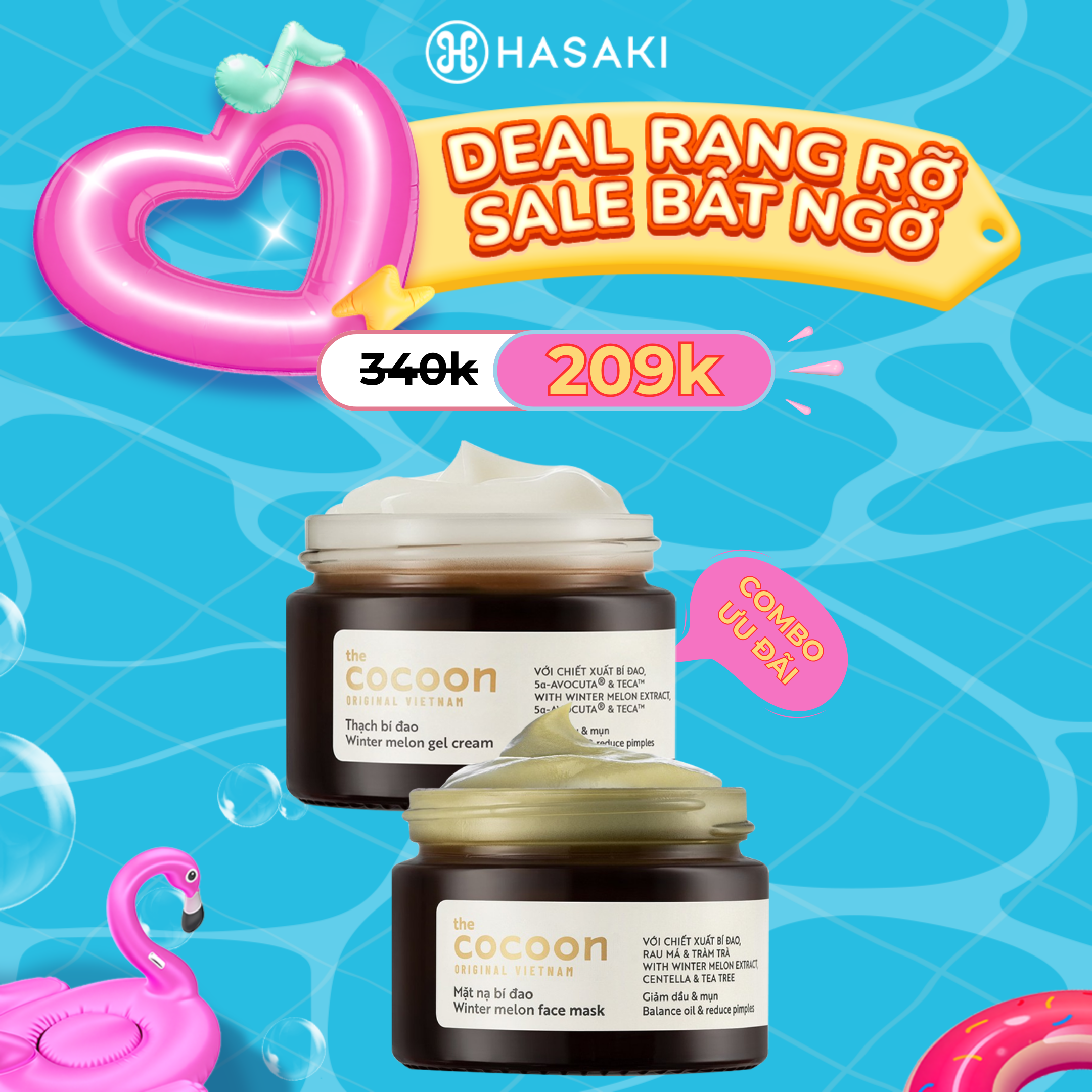 [SIÊU GIẢM GIÁ] Combo Cocoon Kem Dưỡng Bí Đao Cấp Ẩm 30ml + Mặt Nạ Bí Đao Giảm Dầu Mụn 30ml Hasaki Sản Phẩm Chính Hãng