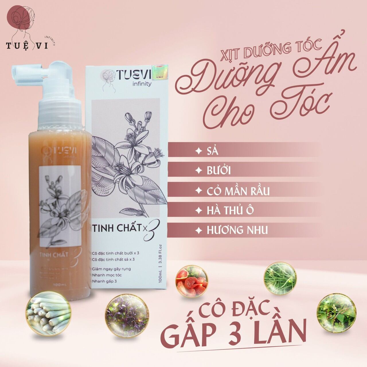 (Xịt bưởi Tuệ vi mẫu mới chính hãng cty)XỊT DƯỠNG TÓC X3 TUỆ VI,KÍCH MỌC TÓC NHANH,GIẢM RỤNG TÓC