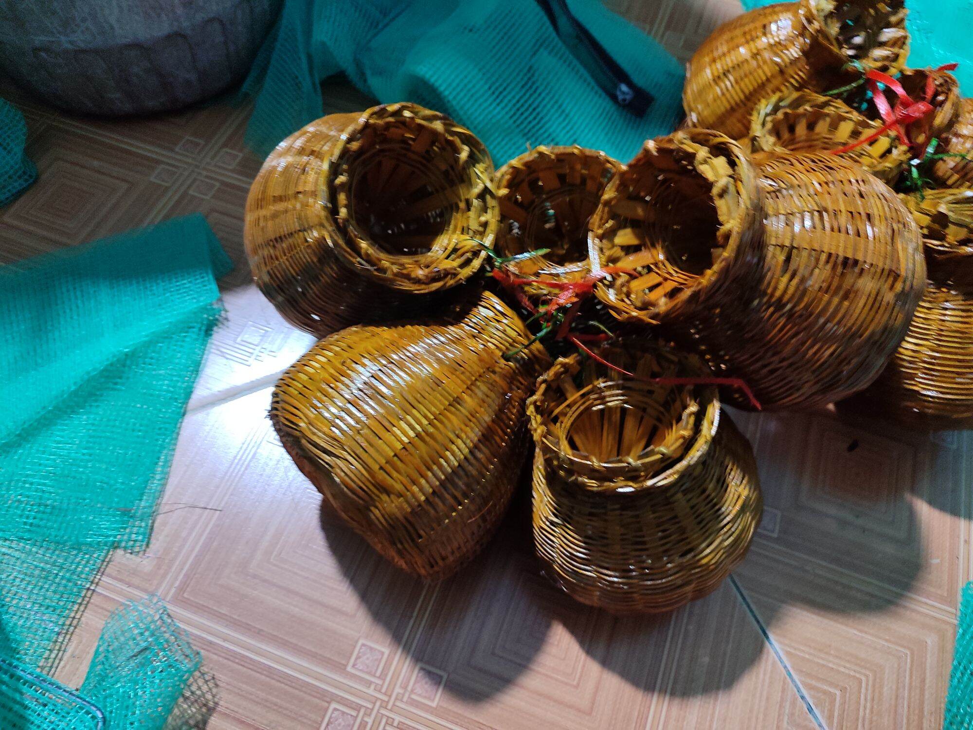 Giỏ cá trang trí,giỏ cá mây tre đan decor