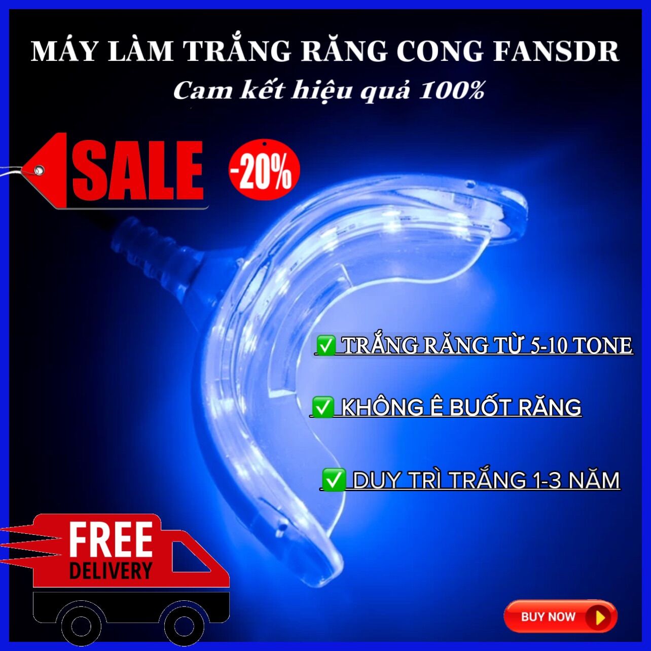 Kit làm trắng răng, tẩy trắng răng tại nhà, làm trắng răng nhanh, an toàn không ê buốt