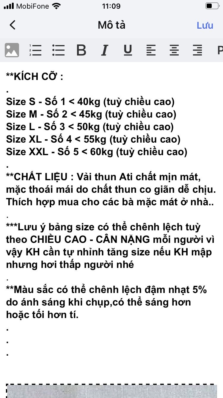 Đồ bộ bà ba trung niên chất thun Ati mịn mát