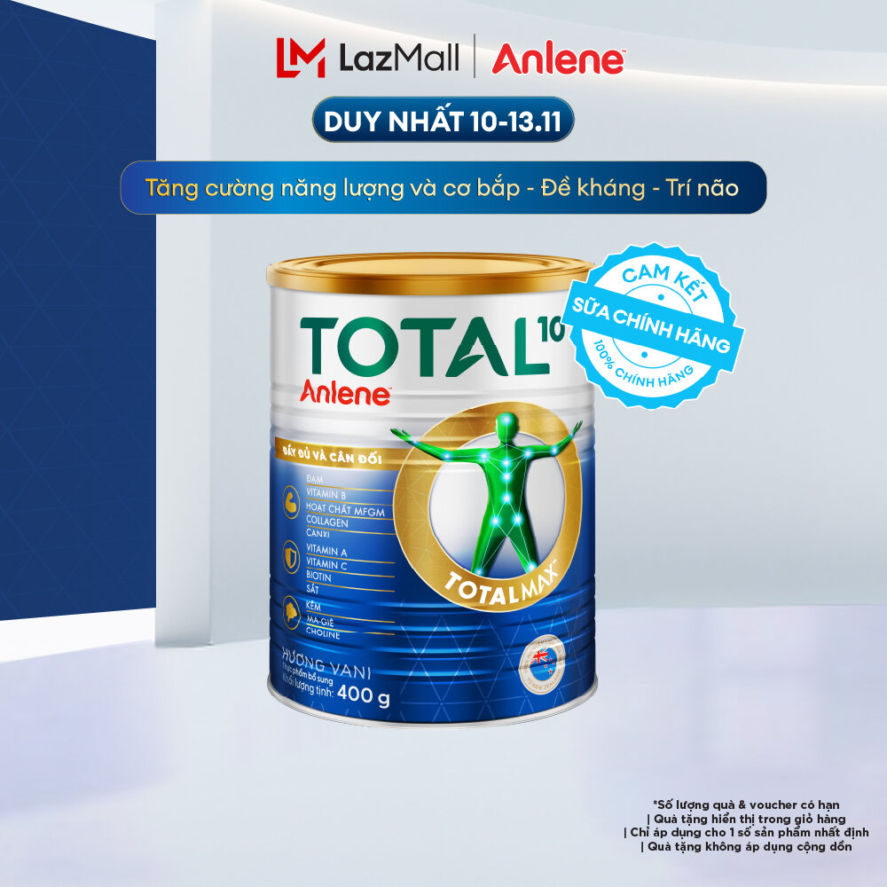 [Voucher giảm đến 16%][FREESHIP 0Đ TOÀN QUỐC] Sữa Bột Bổ Sung Dinh Dưỡng Anlene Total 10 Lon 400G