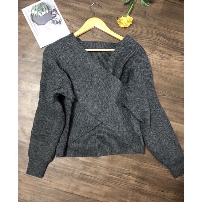 Áo len nữ dài tay cách điệu vạt chéo mặc được nhiều kiểu len dày đẹp
