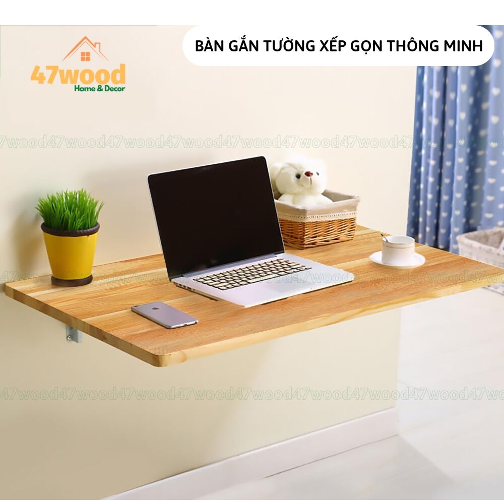 Bàn làm việc gắn tường thông minh 47wood - Bàn xếp thông minh gắn tường gập gọn
