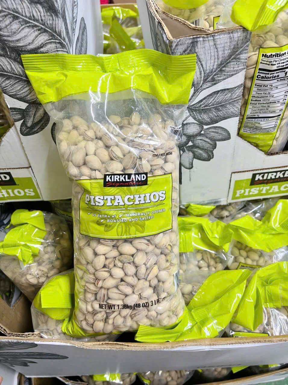 (Hạt Mỹ) Hạt dẻ cười Kirkland Pistachios 1,36kg một túi