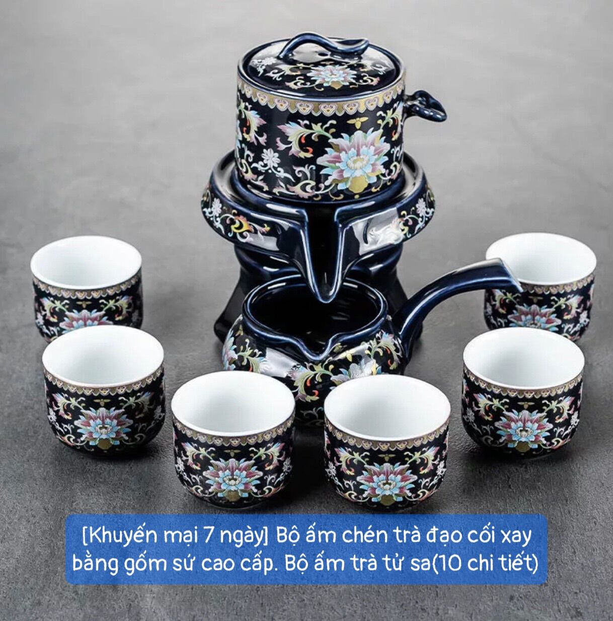 Bộ ấm chén trà đạo cối xay bằng gốm sứ cao cấp.Bộ ấm trà tử sa
