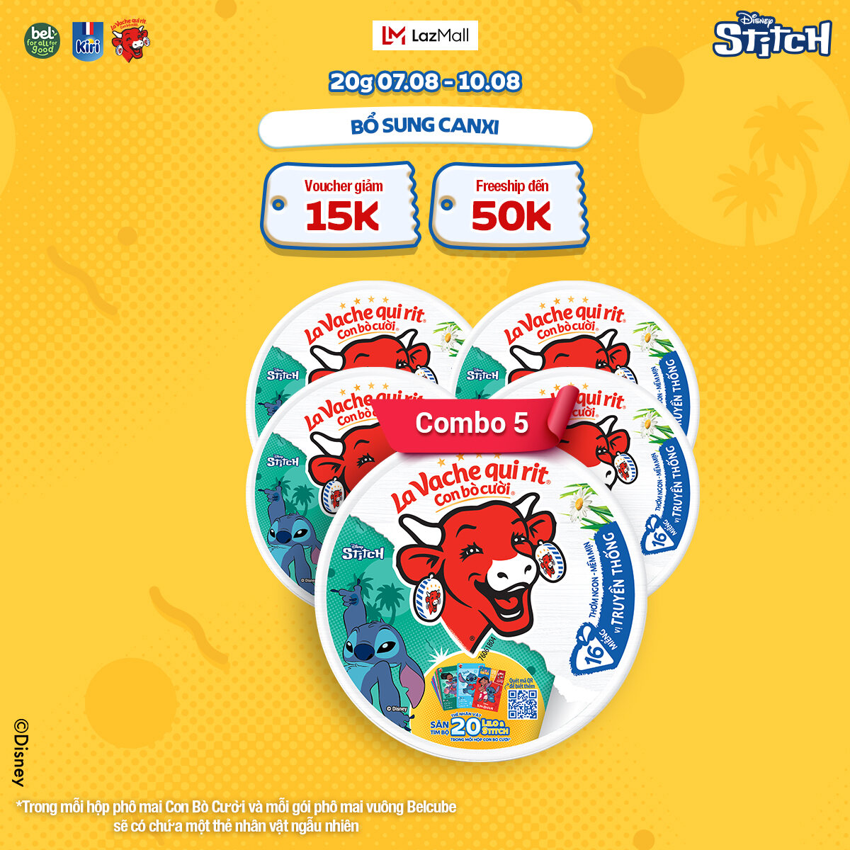 Combo 5 Phô mai con bò cười 16 miếng 224G