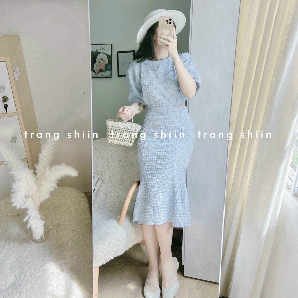 SÉT ÁO CROPTOP XỐP CHÂN VÁY ĐUÔI CÁ