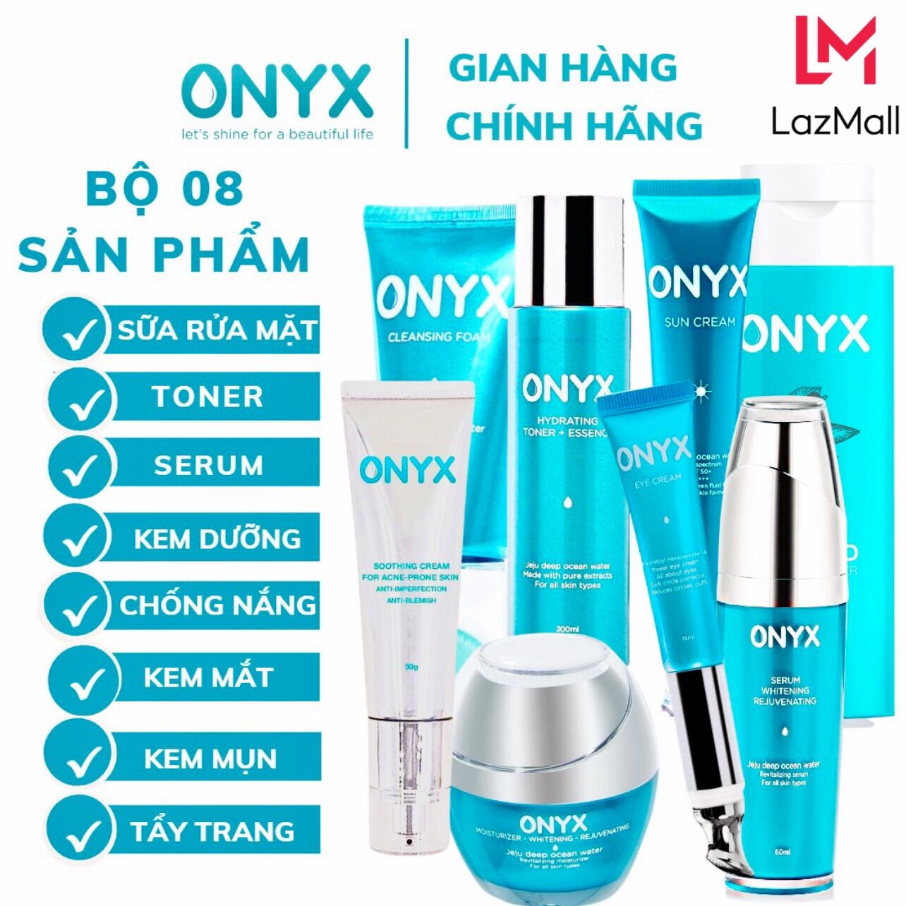Trọn bộ dưỡng da onyx 8 sản phẩm | bảo thy onyx cosmetics