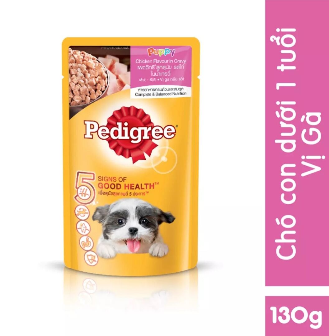 Thức ăn Pedigree cho chó dạng Pate vị Gà nấu sốt 5 gói x 130g