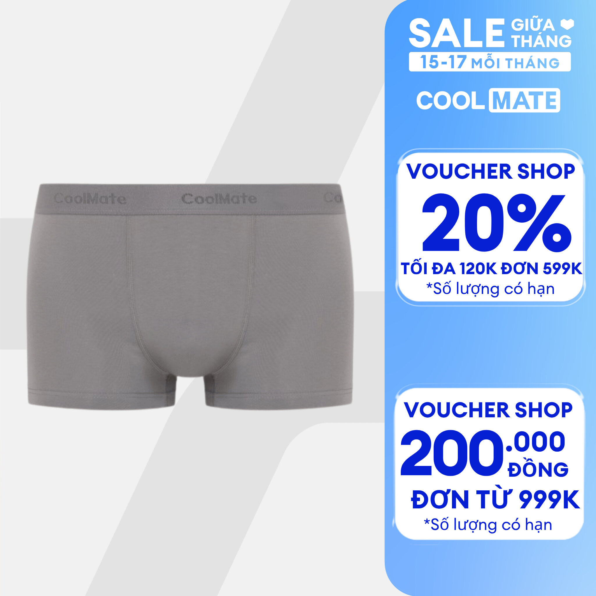 Quần lót nam Trunk Cotton co giãn, mềm mại, thấm hút tốt - Coolmate