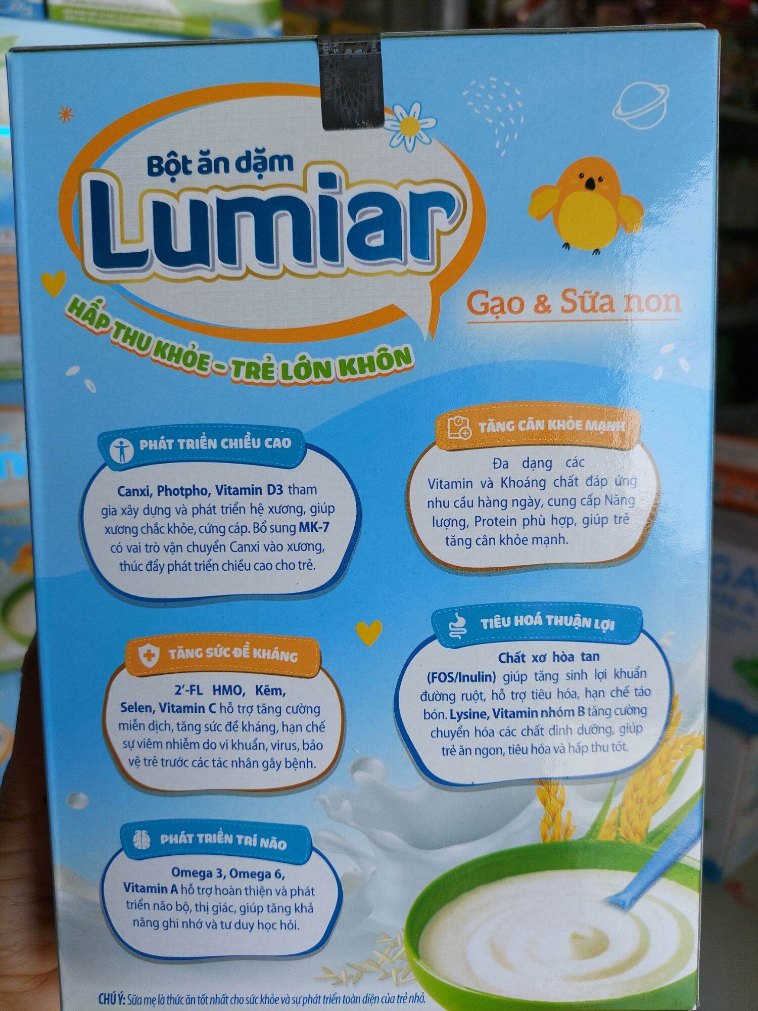 Bột ăn dặm LUMIAR Gạo & Sữa Non ( hộp giấy 200g)