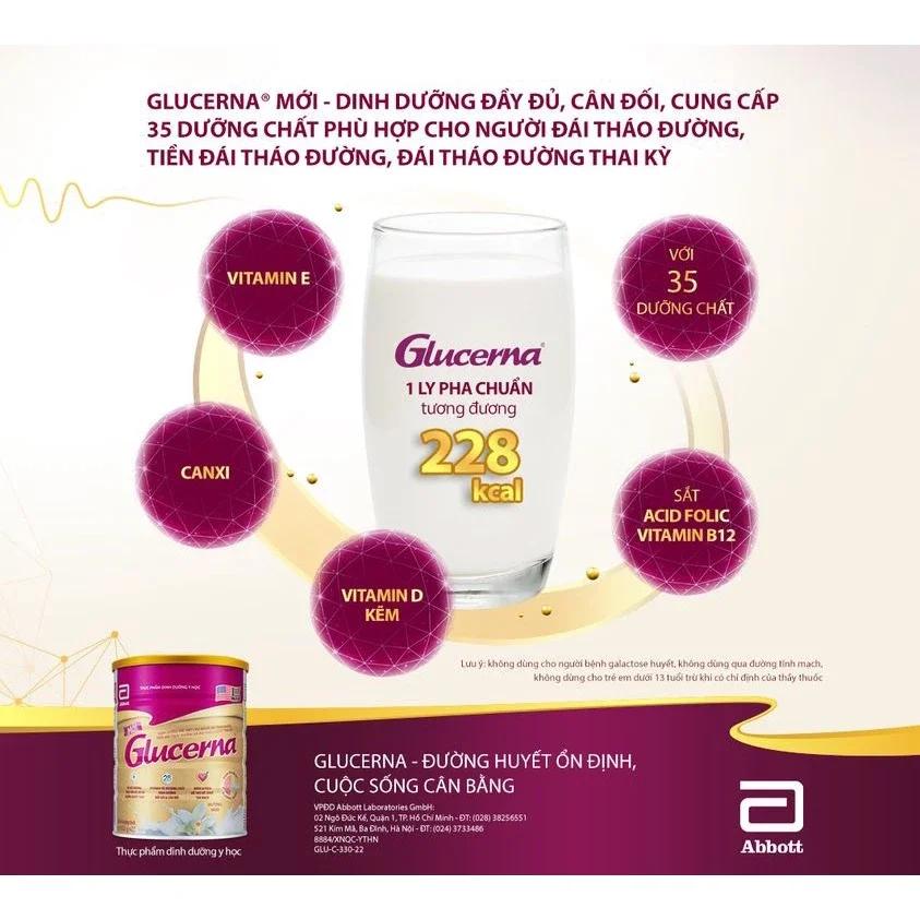 Sữa bột dành cho người bị tiểu đường Glucerna Abbott 400g