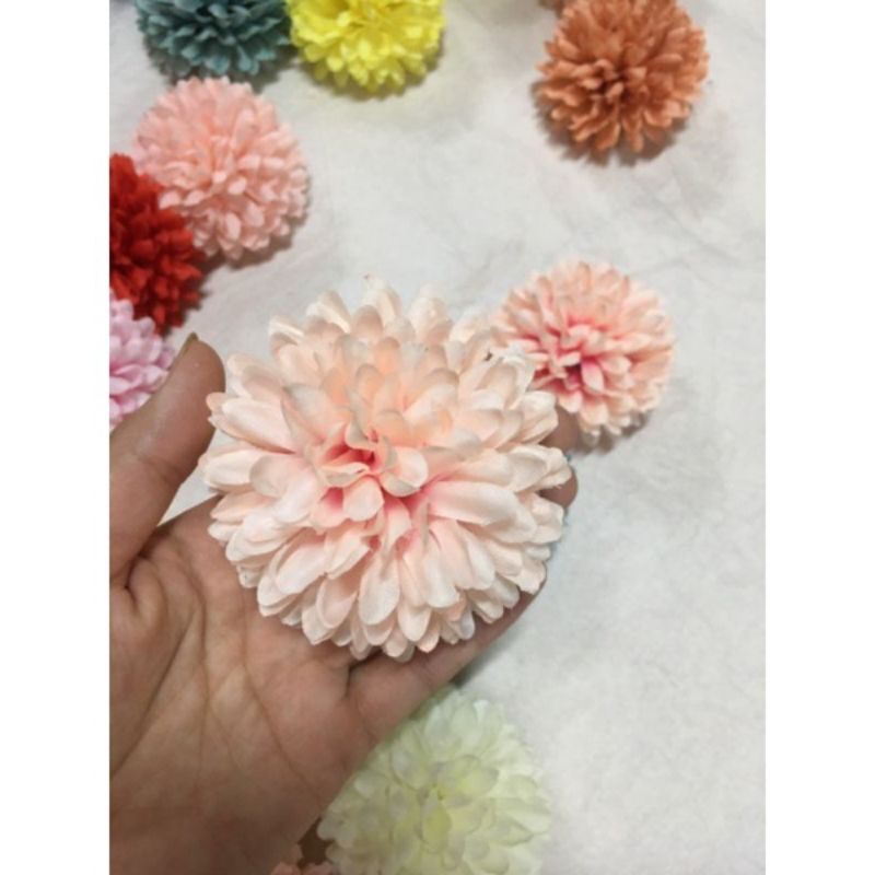 Đầu bông cúc xù_cúc bing bong 7cm_hoa giả, hoa lụa