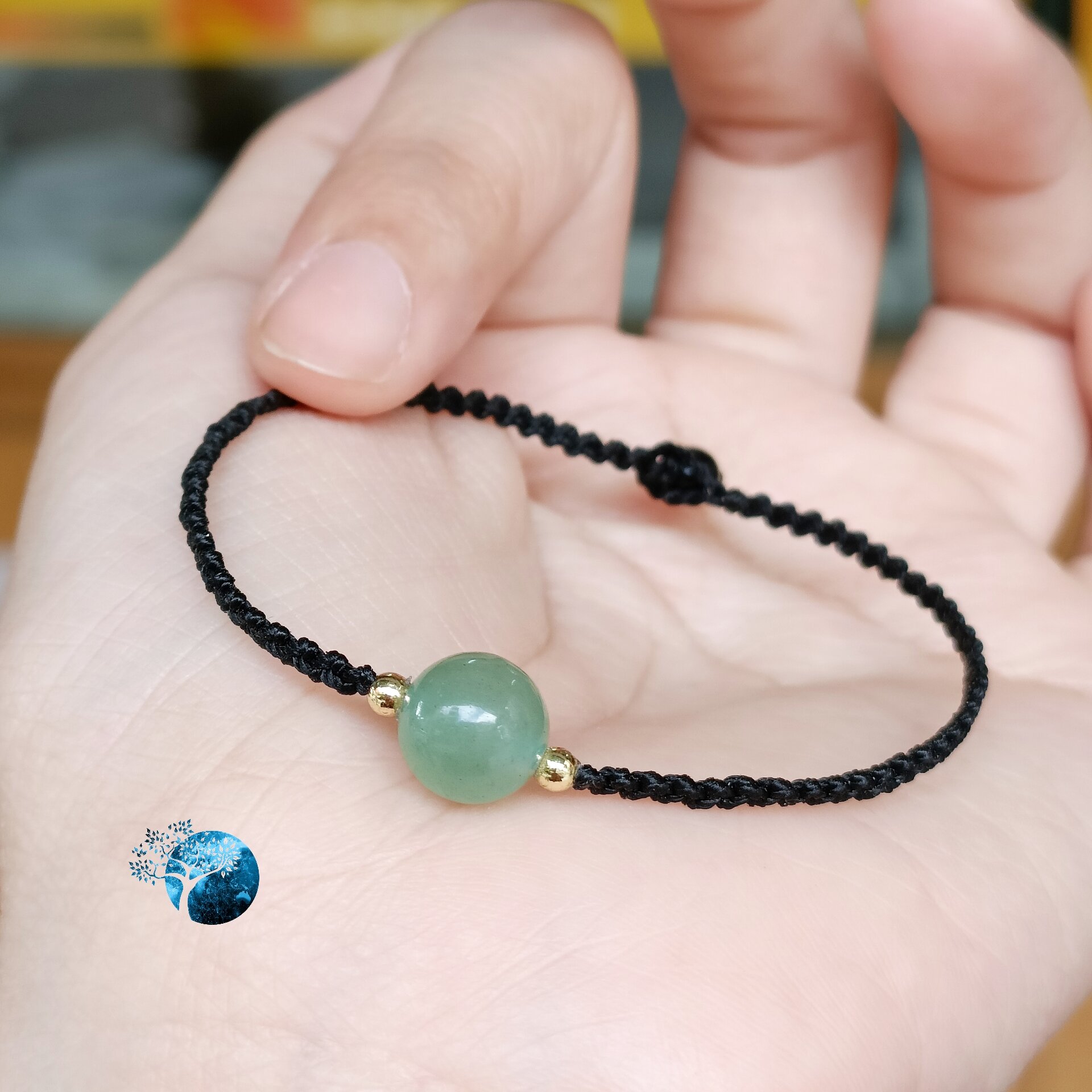 Vòng tết dây đá aventurine xanh 8mm