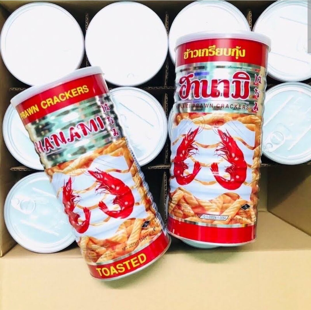 Bánh Snack Tôm Thái HANAMI (Lon 110g, Hàng Chuẩn Thái Lan)