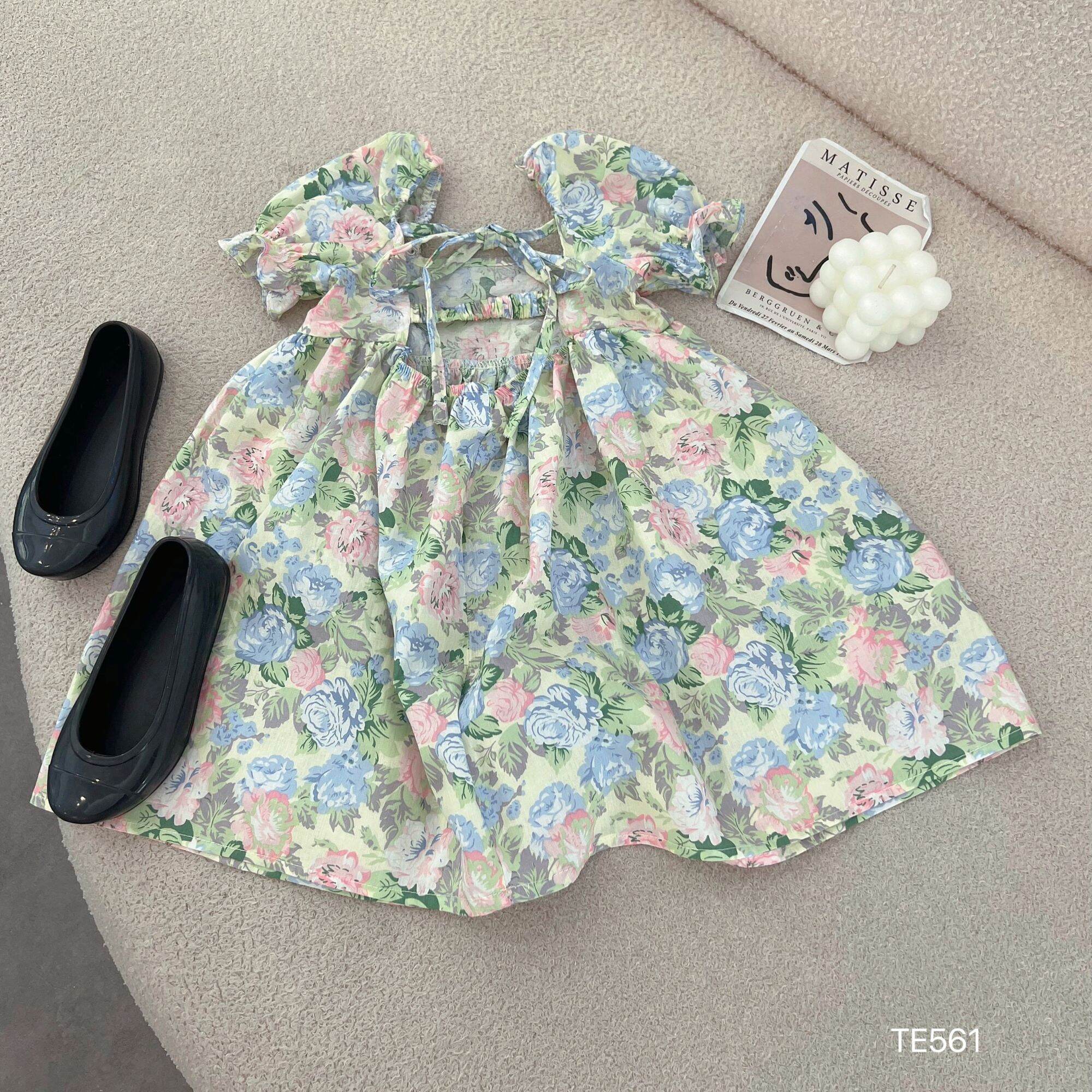 Váy hoa bé gái chất thô hàn mềm mát size 8-18kg