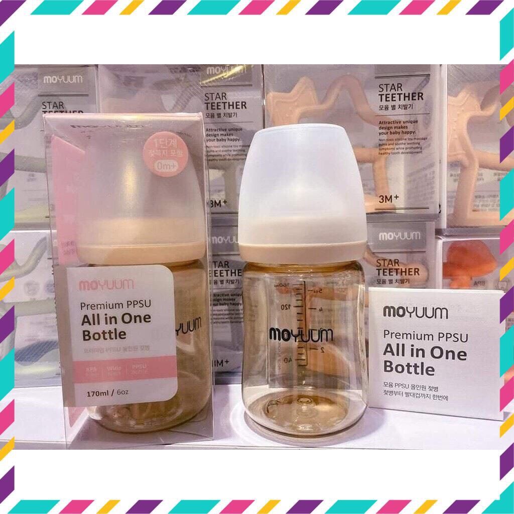 Bình sữa Moyuum 170ml/270ml Nội địa Hàn( kèm núm và có hỗ trợ đổi núm ti) cho bé