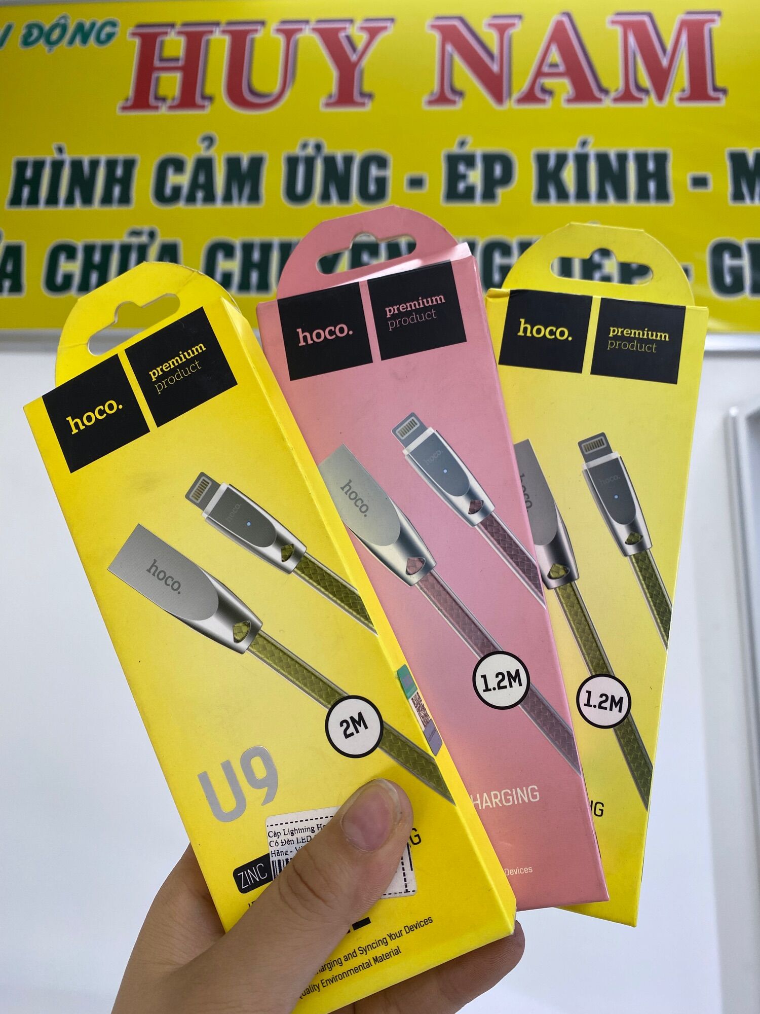 Cáp sạc lingtning usb hoco u9 có đèn led báo sạc dài 1.2m cho smartphone