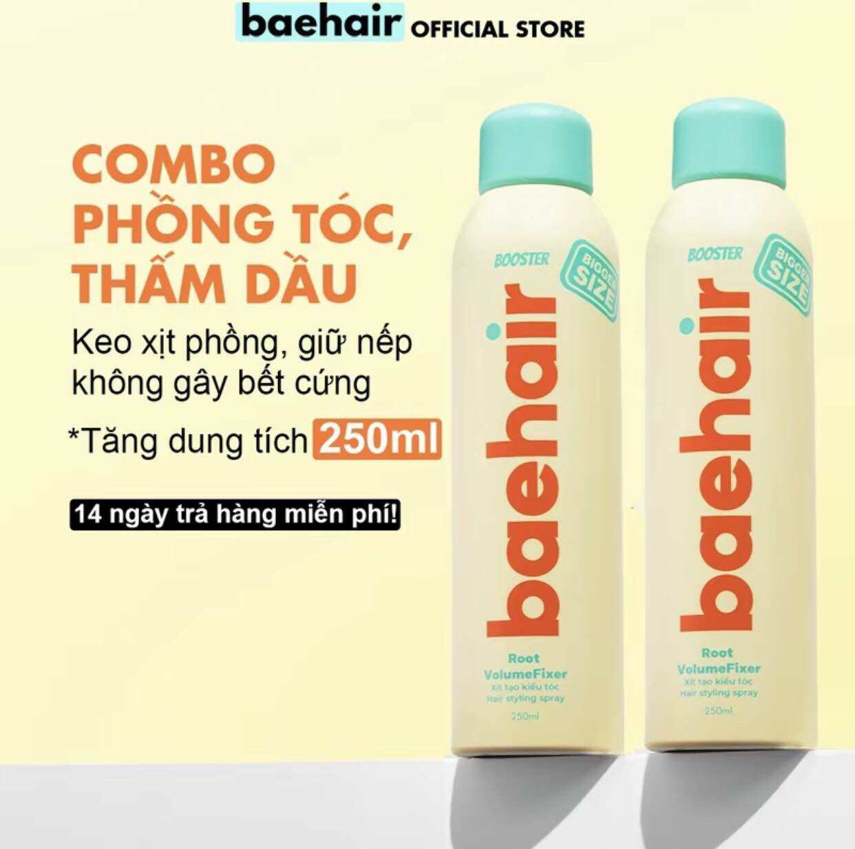 Combo 2 chai xịt giữ nếp tóc Baehair 250ml giúp giữ nếp tóc phồng tóc tạo kiểu tóc theo phong cách r