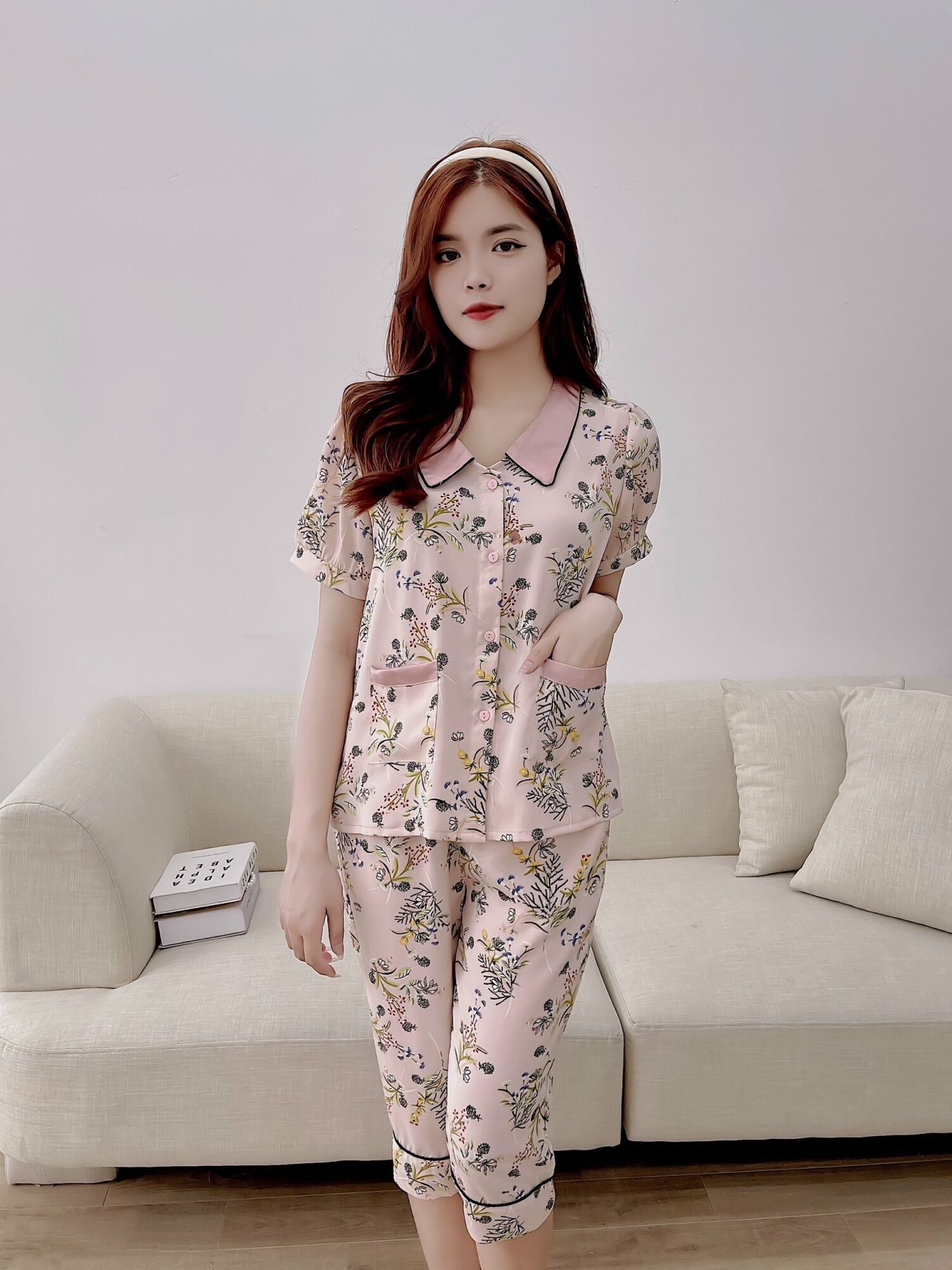 Đồ bộ nữ mặc nhà Pijama Sweeten your life chất liệu lụa