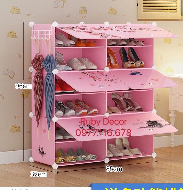TỦ GIÀY LẮP GHÉP 12 Ô CHIA NGĂN ( tặng kèm móc treo sườn)