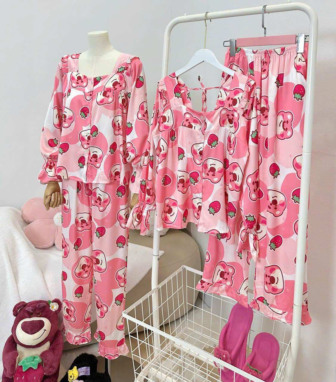 PIJAMA LỤA TƠ TẰM GẤU DÂU ( 40-58kg)