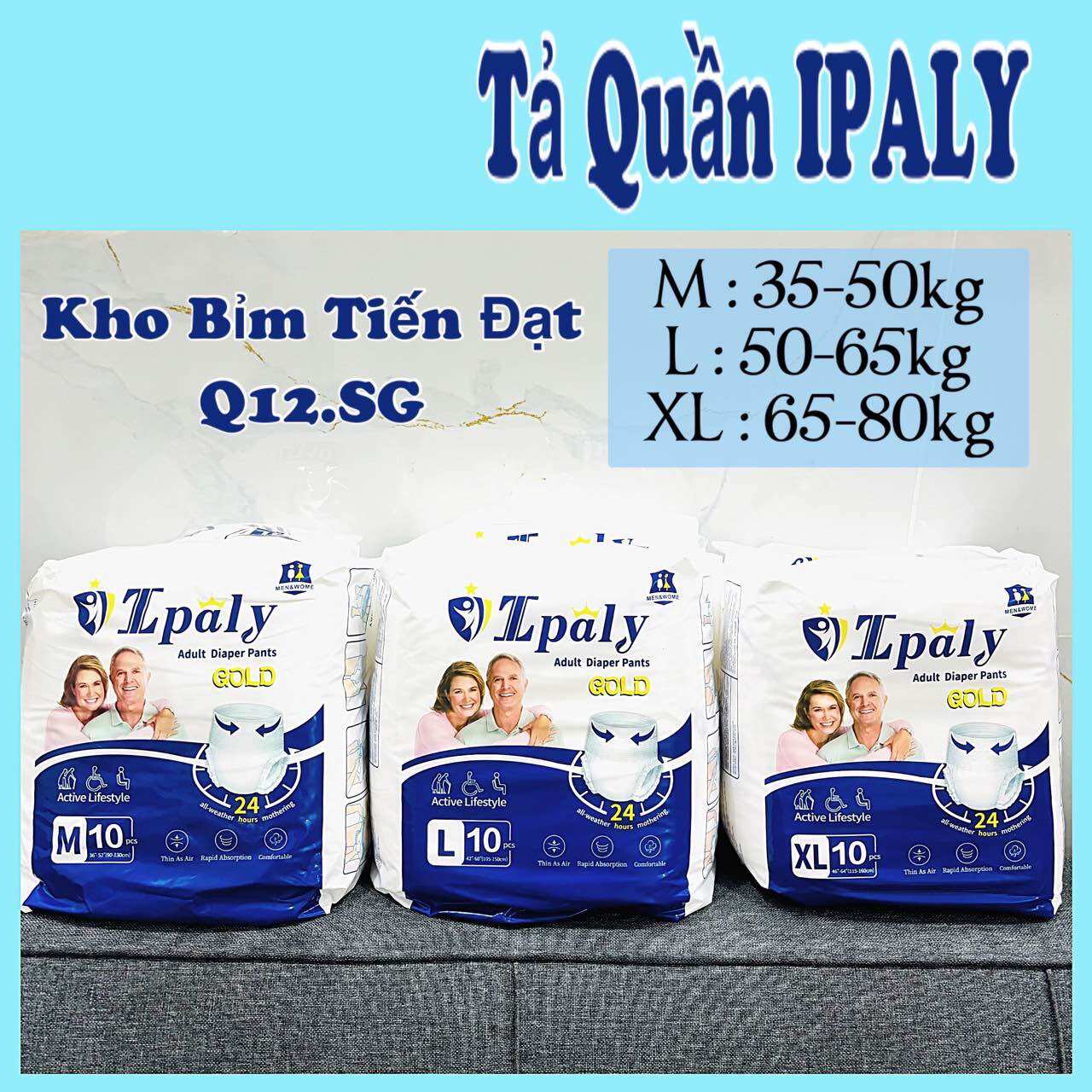 [ HCM ] Combo 100 Miếng Tả Quần/ Tả Dán / Tấm Lót Người Lớn- Người Già Epoly/Ipaly Siêu Tiết Kiệm Thấm Hút Tốt Size M/L/XL
