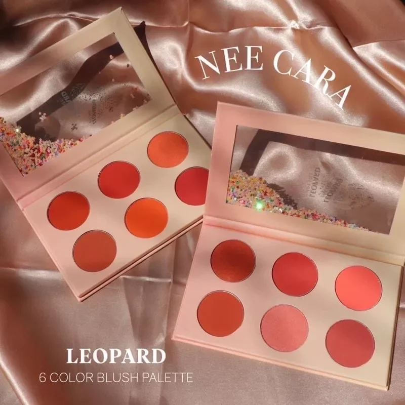 0bảng phấn má hồng nee cara leopard live free 6 color blush palette