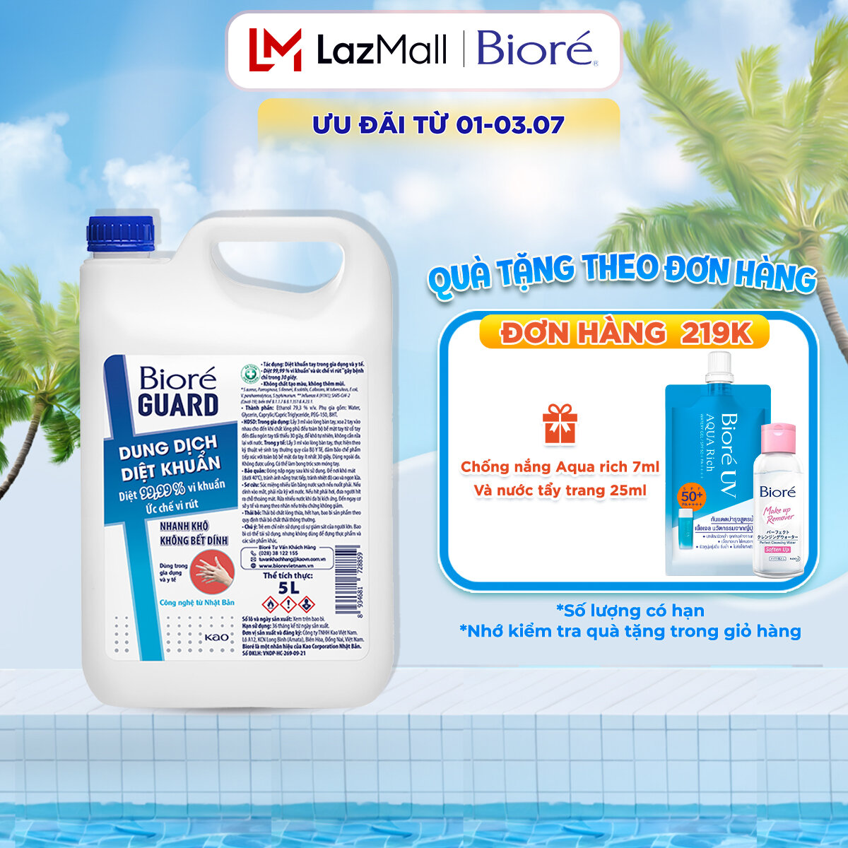 Dung dịch diệt khuẩn Bioré GUARD 5L