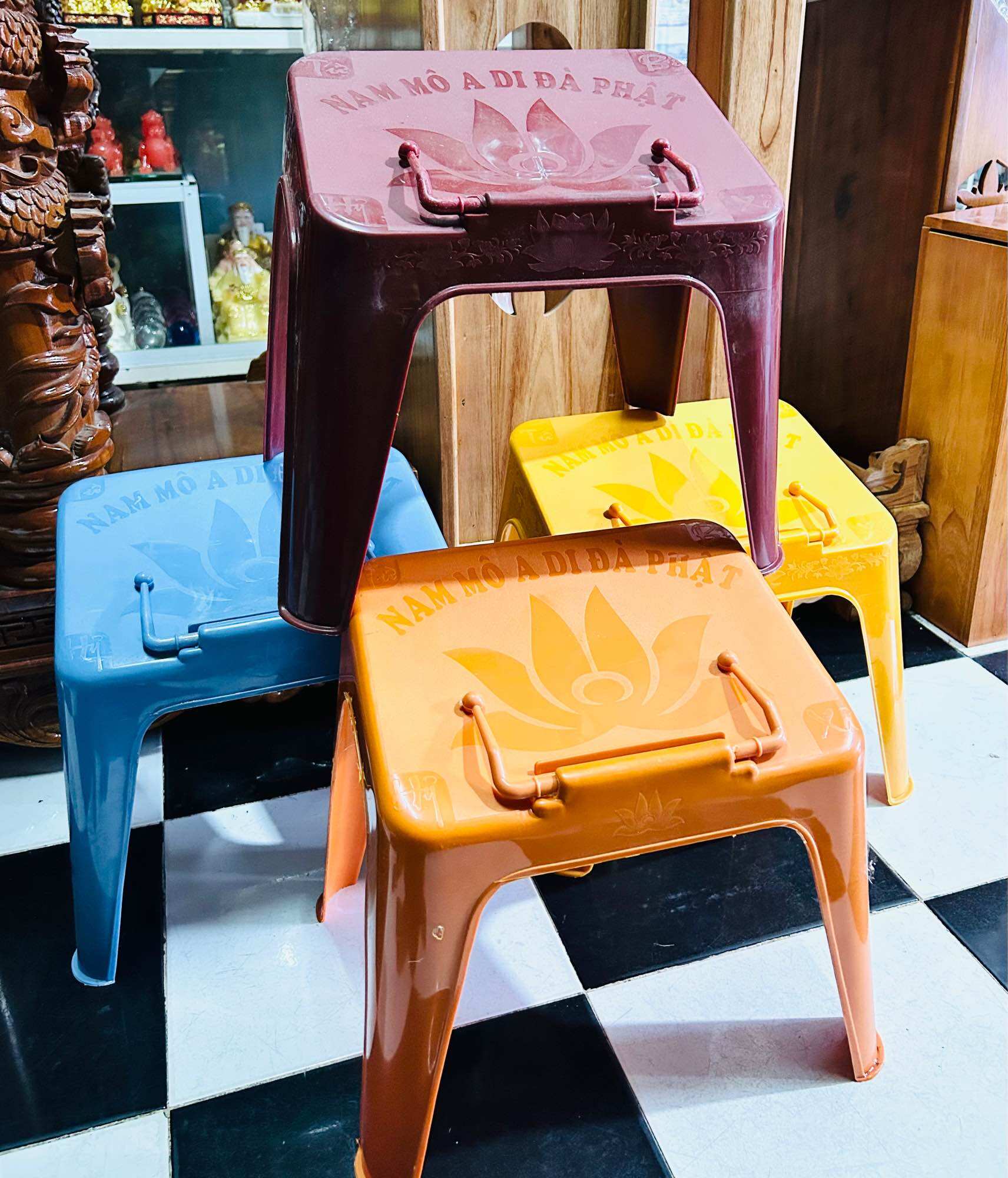 GHẾ ĐỌC KINH SÁCH - BÀN ĐỌC KINH SÁCH - CHẤT LIỆU NHỰA NHIỀU MÀU