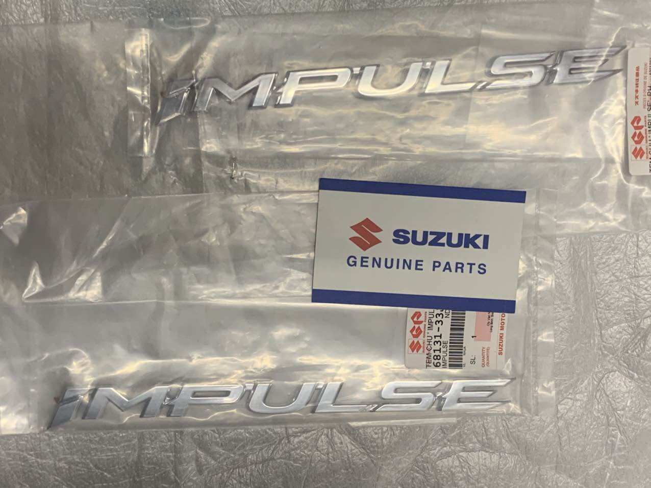 Tem chữ nổi impulse 125 suzuki dán xe- 1 tem