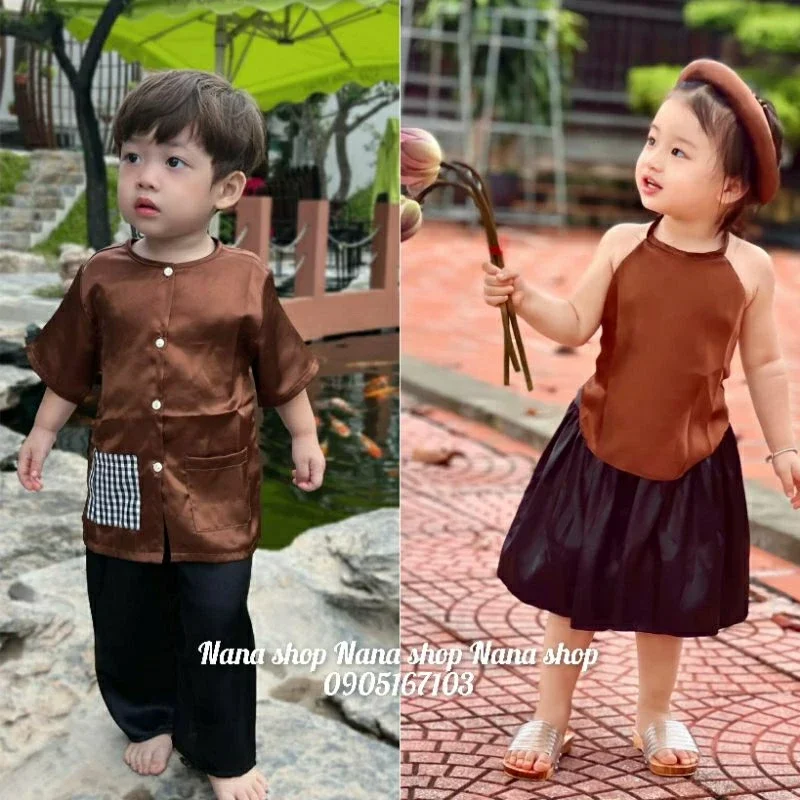 Sét đồ đôi bé trai bé gái mặc lễ tết size 8 - 35ky