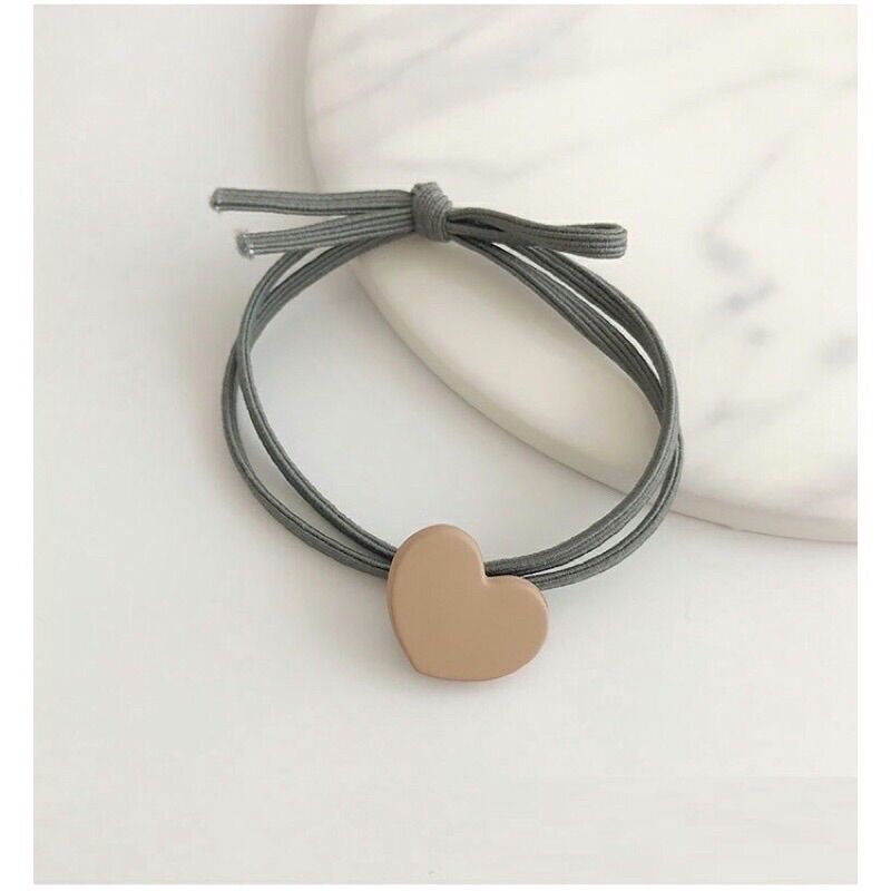 Dây cột tóc màu pastel hình trái tim xinh xắn