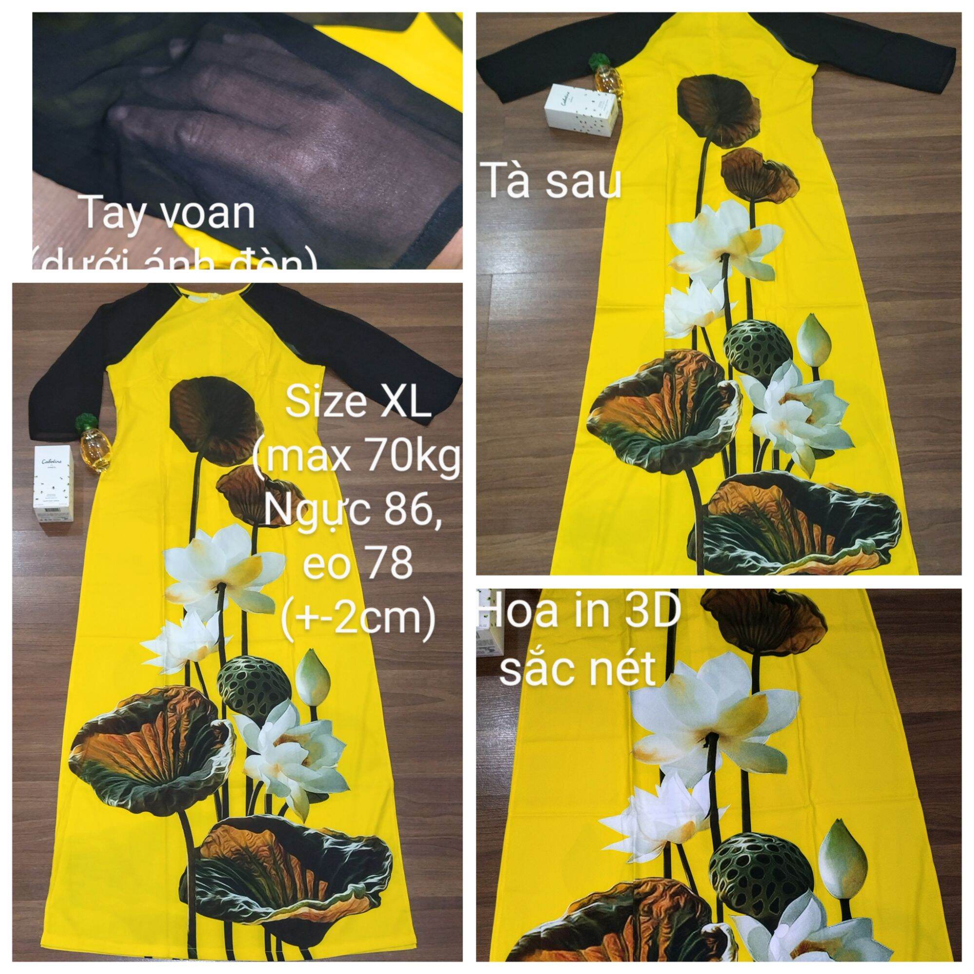 Áo dài in 3D hoa tiết hoa sen