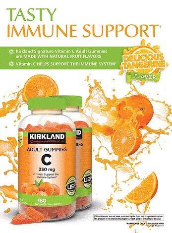 Kẹo dẻo vitamin c 250mg 180 viên - kirkland vitamin c adult gummies 250mg/180 gummies