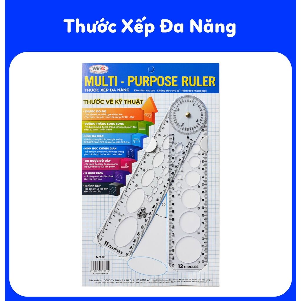 (Combo 2c}Thước xếp đa năng WinQ- Thước vẽ kỹ thuật NO-10