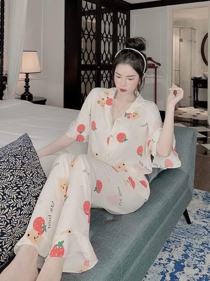 Bộ lụa mango pyjama phối tay xoè quần xoè cao cấp🎀 HỖ TRỢ MIỄN PHÍ SHIP🎀