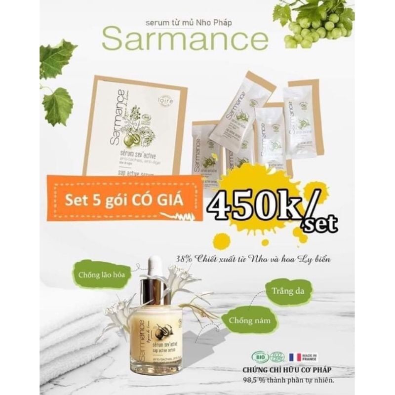Serum sarmance - serum mủ nho sản phẩm hữu cơ nội địa pháp