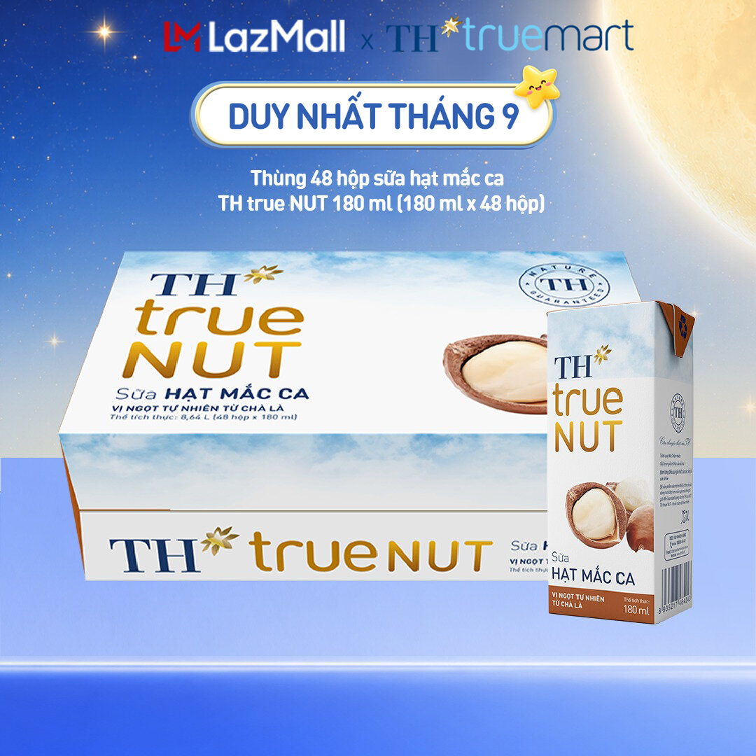 Thùng 48 hộp sữa hạt mắc ca TH true NUT 180 ml (180 ml x 48)