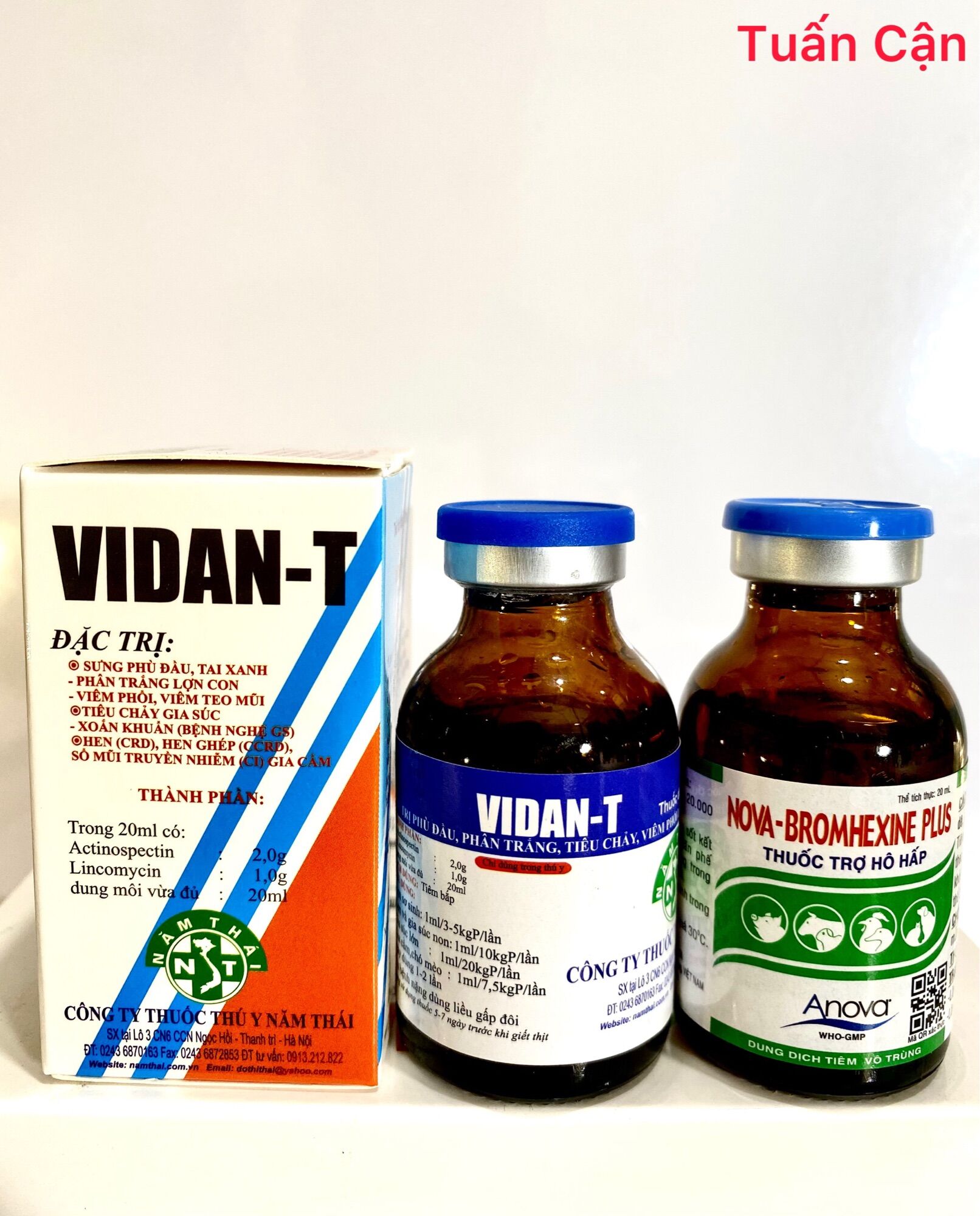 Combo Vidan-T+ Bromhenxin Plus(20ml)cặp đôi hoàn hảo chữa hen khẹc, viêm phổi, tiêu chảy trên gà đá, gia súc và gia cầm