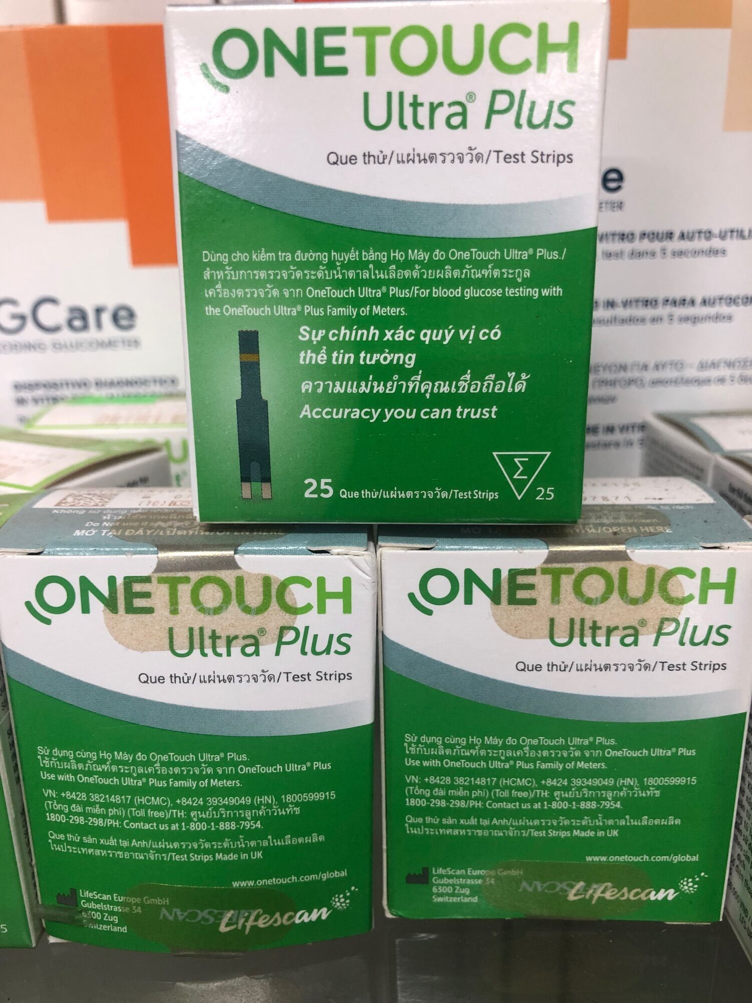 CHÍNH HÃNG HỘP 25 que thử test thử đường huyết tiểu đường One Touch