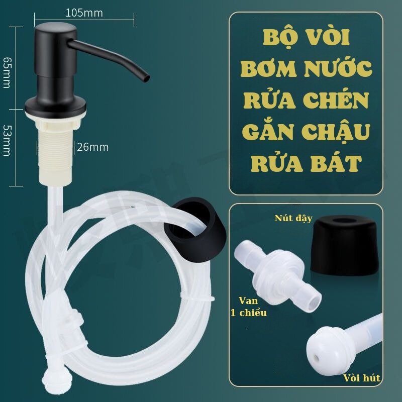 Vòi hút nước rửa chén - bát, bộ vòi xịt lắp trực tiếp vào chậu rửa chén - bát, Inox 304 chống han rỉ
