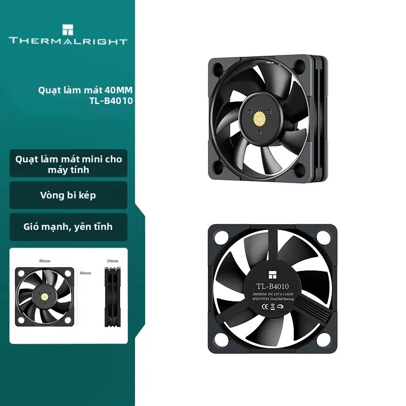 Thermalright | Quạt Máy Tính Mini Thermalright TL-B4010 4cm Có Điều Khiển Nhiệt Độ Bằng PWM, Ổ Bi Kép 5500 Vòng/phút Và Miếng Đệm Chống Sốc Giá 294,000 Đồng*Miễn phí vận chuyển