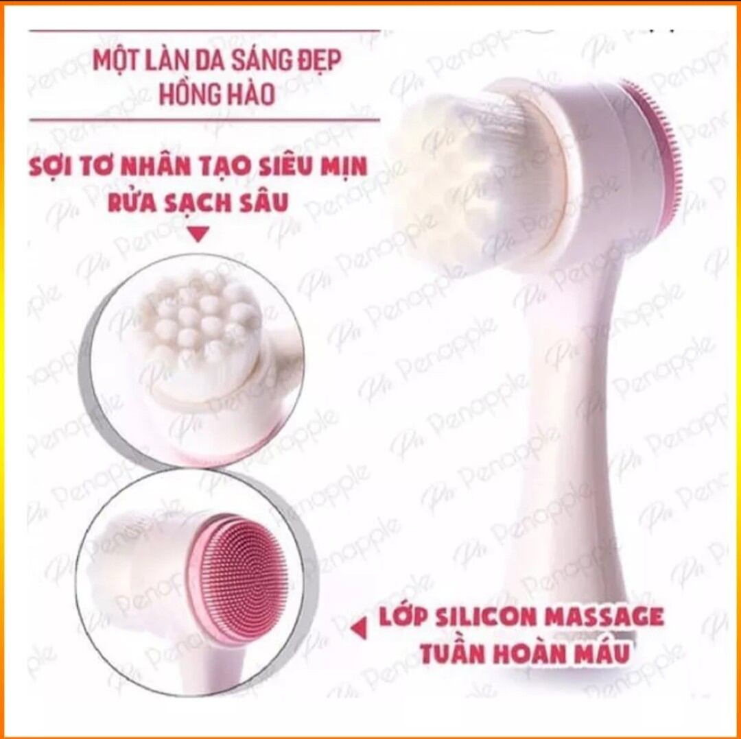 Cọ rửa mặt Massage 2 đầu cầm tay silicon